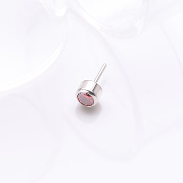 Detail View 1 of Implant Grade Titanium OneFit Threadless Bezel Round Gem Sparkle Top Part-Red